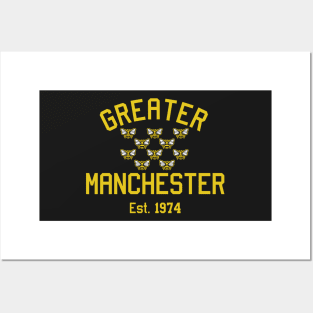 Greater Manchester (10 bees) established 1974 sports varsity logo Posters and Art